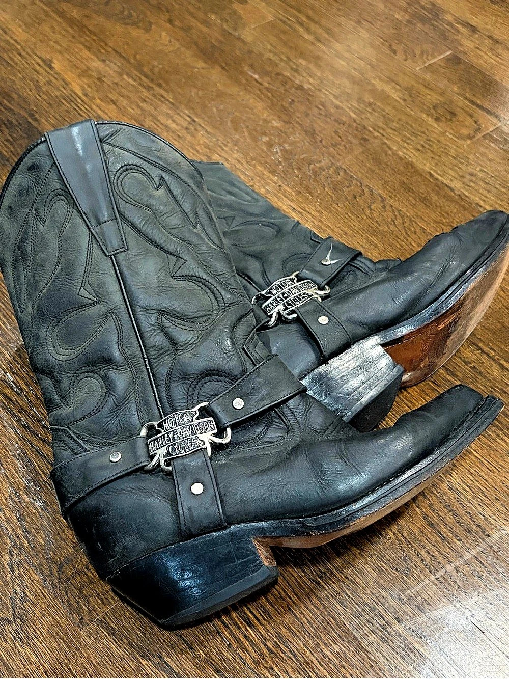 Harley-Davidson Black Embellished Heeled Western Boots
